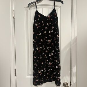 Madewell Black Floral Midi Dress Size 2 Petite